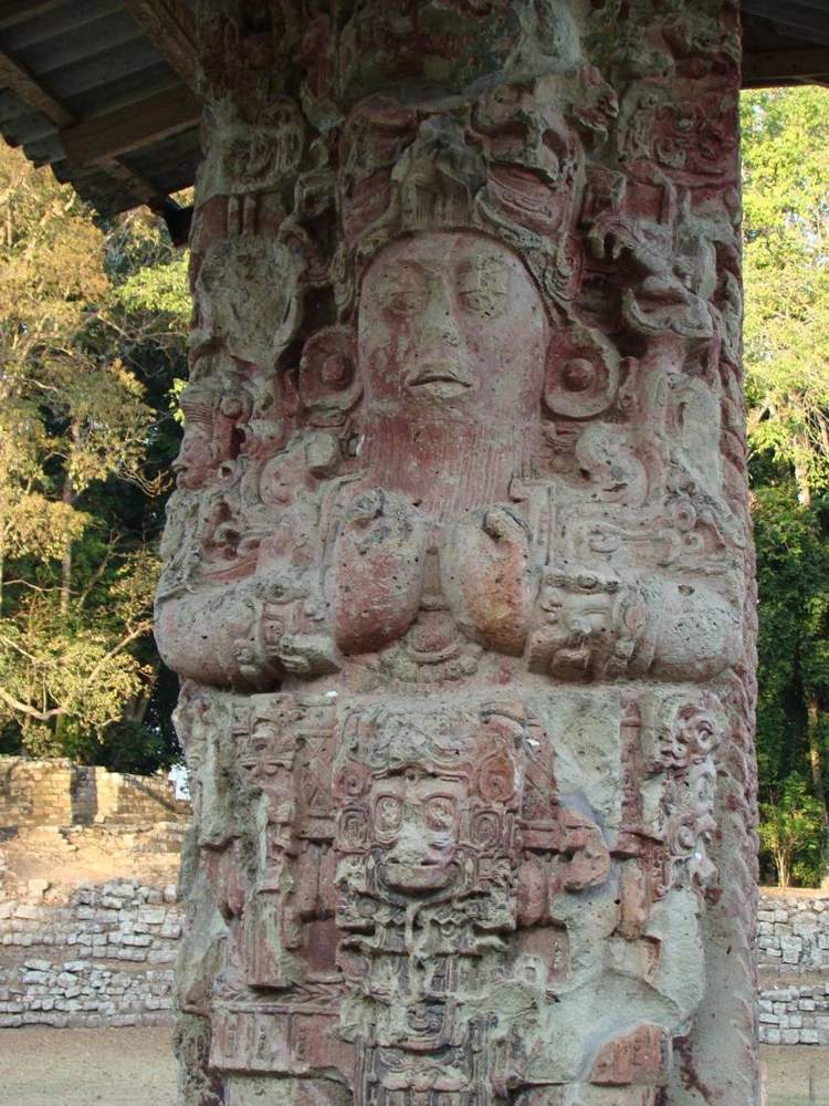 A carved Maya stela at Copán Ruins